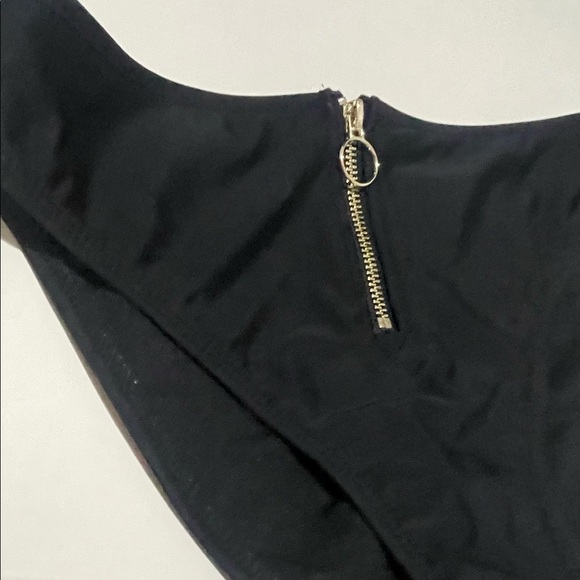 High cut black zippered bikini bottom women’s high waisted zip Sz extra small - Picture 2 of 3